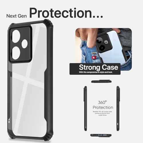 Image of Pikkme Back Cover for Realme GT 7 5G / GT 7T 5G | Ultra Hyrbid | Full Camera Protection | Raised Edge | Crystal Clear Transparent Bumper Case (Black)