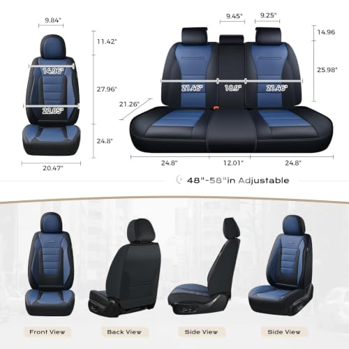 Image of Coverado Car Seat Covers Front, Seat Covers for Cars, Waterproof 2-Pack Car Seat Cushions, Leather Carseat Seat Protectors, Universal Seat Covers Fit for Most Sedans SUV Pick-up Trucks(Black&Blue)