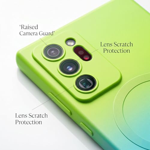 Image of amazon basics Gradient Mag-Safe Case for Samsung Galaxy Note 20 Ultra | Soft Silicone Shockproof Cover with Camera Protection | Slim Lightweight Design | Smooth Touch & Durable - Green & Blue