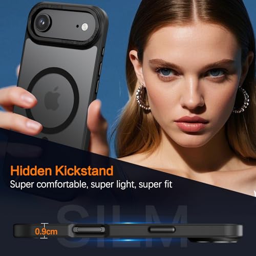 Image of GUAGUA for iPhone Air Case Compatible with MagSafe iPhone Air Magnetic Case Translucent Matte Skin Feeling Shockproof Protective Anti-Scratch Case for Phone Air 6.5 inch, Black