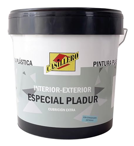 Pintura Blanca Mate ESPECIAL PLADUR 4L y 15L - Alta Cubrición con Titanio - Interior/Exterior - Ideal para Placas de Yeso y Paredes - Aplicación con Brocha, Rodillo o Pistola (Blanco, 4 Litros)