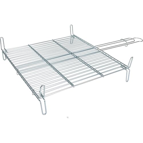 Algon | Parrilla Barbacoa 45x50 Acero Inoxidable Zincado Gris Metalizado con Cierre de Seguridad - Parrilla Ideal para Asar Carnes y Verduras Resistente y Duradera para Exterior