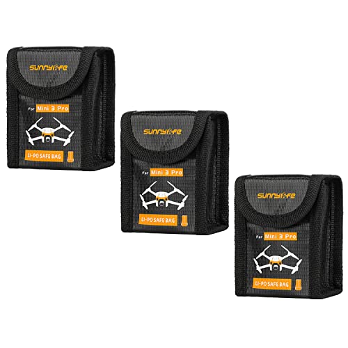 Tineer Nylon Lipo Battery Safe Bag,Battery Protection Storage Bag Explosion Proof Pouch Pocket Case for DJI Mini 3 Pro /Mini 4 Pro Accessory (3PCS Small)