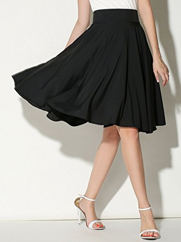 Choies Women's High Waist Midi Skater Skirt M (Black) #TOP2