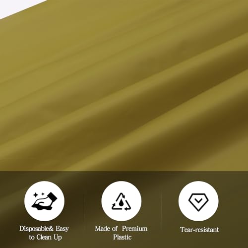 Image of Gold 6 Pack Plastic Table Cloth 54 inch x 108 inch, Disposable Tablecloths Rectangle Table Cover, Plastic Tablecloths for Parties