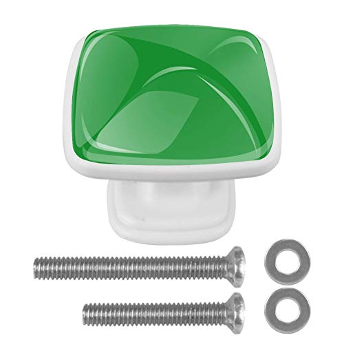 EZIOLY Drawer Knobs Emerald Green Square Shaped Dresser Cabinet Closet Door Cupboard Pull Handle with Screws for Home Office Wardrobe Decor 4 Pack(White)