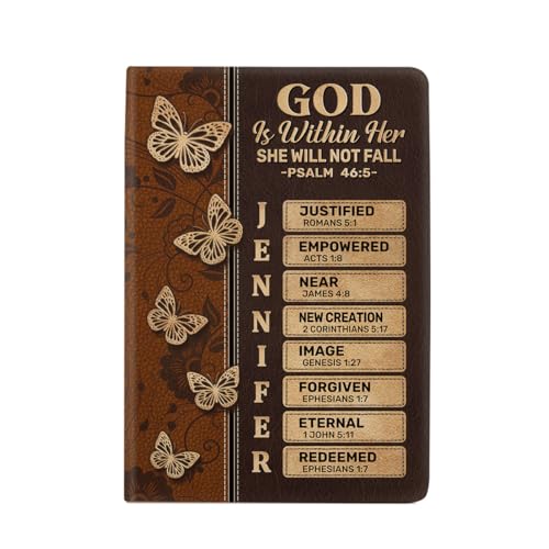 Jesuspirit - Personalized Leather Cover Notebook, Religious Christian Gifts For Men And Women, Bible Notebook For Women, Mom, Her On Mother Day, Birthday, Christmas (God Is Within Her)