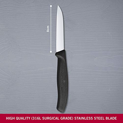Image of Victorinox Swiss Made Swiss Classic Paring Knife, Stainless Steel, 8cm Kitchen Knife for Vegetable Cutting and Chopping, Black | Kitchen Tools & Items | 6.7403