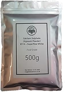 Gypsum Powder Food Grade - 500g - (Calcium Sulphate) for Homebrewing - Mushroom Growth - Hugsters (500))