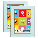 CORE ART 3.5x5 Picture Frames Soft Blue, 3.5 by 5 Colorful Photo Frame with HD Plexiglass, Wall or Tabletop Display, Set of 2