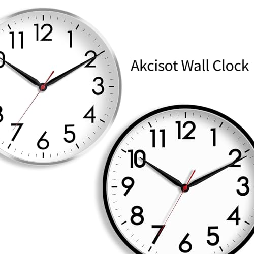 Image of AKCISOT 16 Inch Wall Clock Large Silent Non-Ticking Wall Clocks Battery Operated - Analog Classic Clock Decorative for Living Room, Office, Home, School(Black)