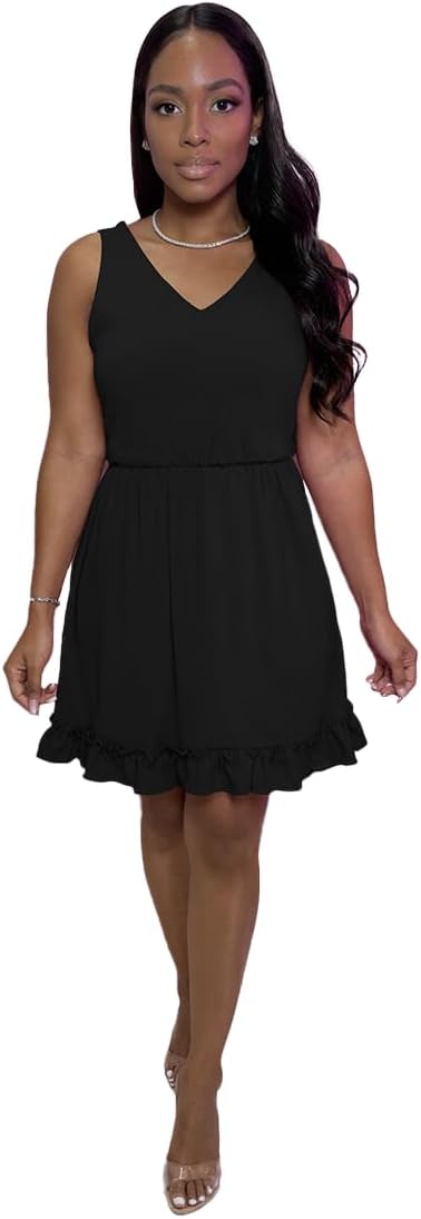 TOPSRANI Midi Dresses for Women Short Sleeve Crewneck Casual Loose Smocked Ruffle Flowy Summer Sundresses with Pockets - Image 5