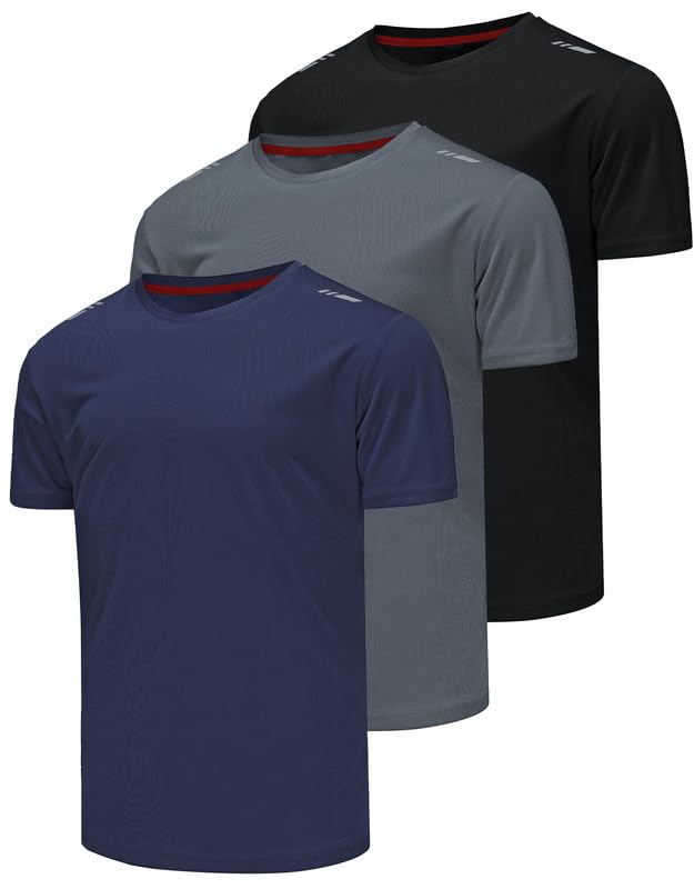 Csqtongan Camiseta Deporte Hombre, Pack de 3 Camisetas Manga Corta Hombre, Transpirable Deportiva Running Gimnasio Camiseta Gym Hombre