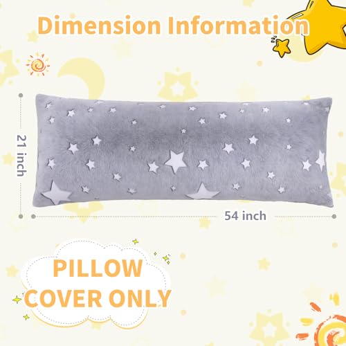 Image of Cloele Body Pillow Cover,Grey Star,Glow in the Dark,21x54 inches | Long Pillow Cases,Ultra Soft, Body Pillow Pillowcases,Body Pillowcase for Kids Girls Boys, Decorative, Only Cover