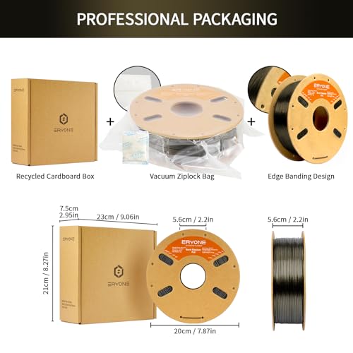 Image of ERYONE Burnt Titanium PLA Filament 3D Printer PLA Filament 1.75mm + /- 0.03mm, Glitter PLA Filament 1KG Cardboard Spool(2.2LBS), Black