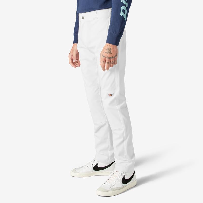 Dickies Men's Skinny Straight Double Knee Work Pants - Durable, Slim Fit, Industrial Uniform & Workwear,White, 36W x 30L - image 2