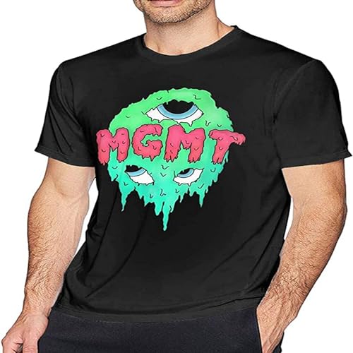 Photo de MGMT Solid Color Vintage Unisex O-Neck 100% Cotton Short-Sleeve T-Shirts Black XL