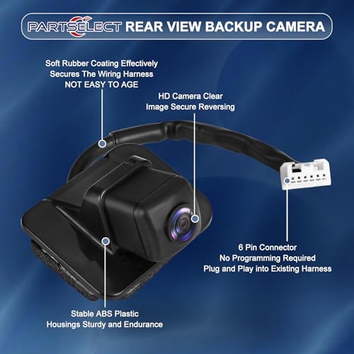 Image of Rear View Backup Camera Replacement for Honda Accord Sedan 2014 2015, for Hybrid Sport LX EX Replaces# 39530-T2A-A71 39530T2AA71 590-438 HO1960101 (Plug is 6-Hole!)