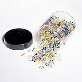 (240 Pack + Saver Storage Jar) Daisy Decorative Gems | Flower Glass Beads | Consistently Sized Daisies (1/4' to 3/8') | Assorted Vibrant Colors