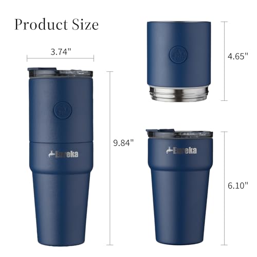 Eurzeyeka 40oz Modular Insulated Tumbler, Expandable Stainless Steel Travel Cup with Straw & Leakproof Lid, Reusable Insulated Stainless Steel, Cupholder Friendly, BPA-Free, Midnight Pool Blue — view 5