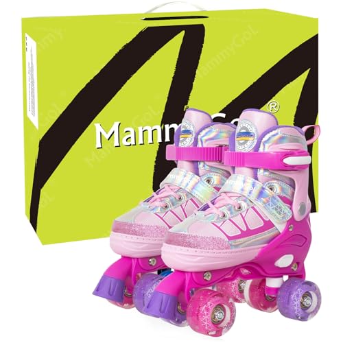 MammyGol Roller Skates for Kids Boys Girls, Adjustable Quad Skates with Light Up Wheels for Toddler Little Kids Ages 6-12, Beginners Outdoor Sports - image 6