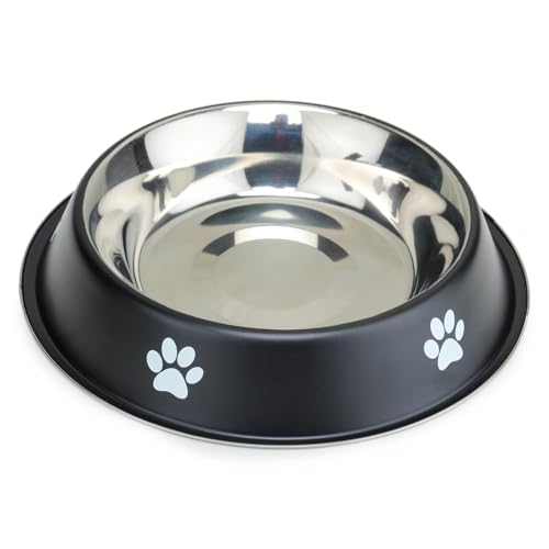 Image of PremiumAV Stainless Steel Dog Bowl 400 ML 1 No. Size - Anti-Skid Pet Bowl with Non-Slip Base for Puppies & Cats, Durable Food & Water Dish, Non-Toxic Easy Clean Silver Feeding Bowl, Small Pet Gift