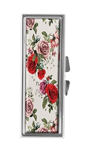 Rose Floral Flowers Pill Box For Purse Or Pocket Pill Case Decorative Boxes Gift Box Pill Organizer For Travel Pill Box #TOP10