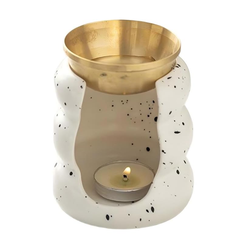Difusor aromático eléctrico decorativo de cerámica blanco con oro