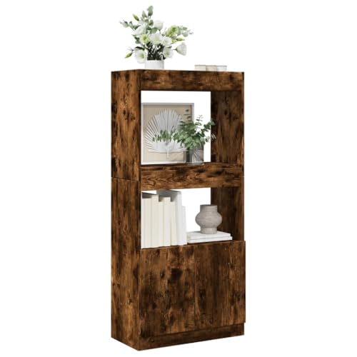 Genérico Aparador de Madera de ingeniería Roble Ahumado 63x33x140 cm,Mobiliario,Estanterías,Librerías y estanterías,Marrón,855110