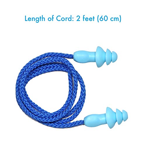 Image of 25 Pairs Corded Ear Plugs Soft Silicone Reusable Earplugs Noise Cancelling for Hearing Protection, Sleeping (Blue)