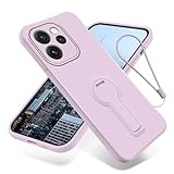 Wousunly Compatible with Oppo Reno 15 Pro 5G Case Silicone Lanyard Strap and Kickstand,Phone Case for Reno 15 Pro 5G with Stand Slim Funda para Shockproof Protective Cover (Purple)