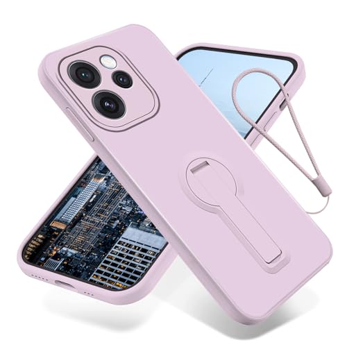 Wousunly Compatible with Oppo Reno 15 Pro 5G Case Silicone Lanyard Strap and Kickstand,Phone Case for Reno 15 Pro 5G with Stand Slim Funda para Shockproof Protective Cover (Purple)