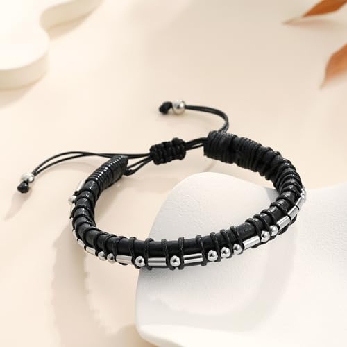 Pulsera de cuero con código Morse para hombres miniatura 6