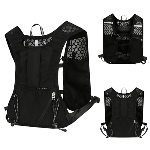 Zaino da Corsa,Gilet Corsa Running Uomo Donna,Leggero Zaino Idratazione con Strisce Riflettenti,Regolabile,Traspirante,per Corsa Ciclismo Maratona Trekking Trail