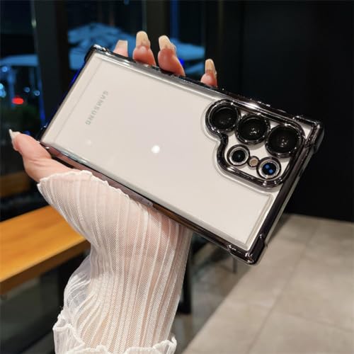 Placage de luxe silicone souple transparent Samsung Galaxy S24 S23 couverture film objectif
