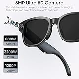AI Camera Smart Glasses for Men Women with 8MP, 4K Photo/1200P HD Video Recording, Translation, GPT Voice Assistant, AI Object Recognition, Hands-Free Music/Call,Long Battery Life (Sunglasses lenses) - Image 2