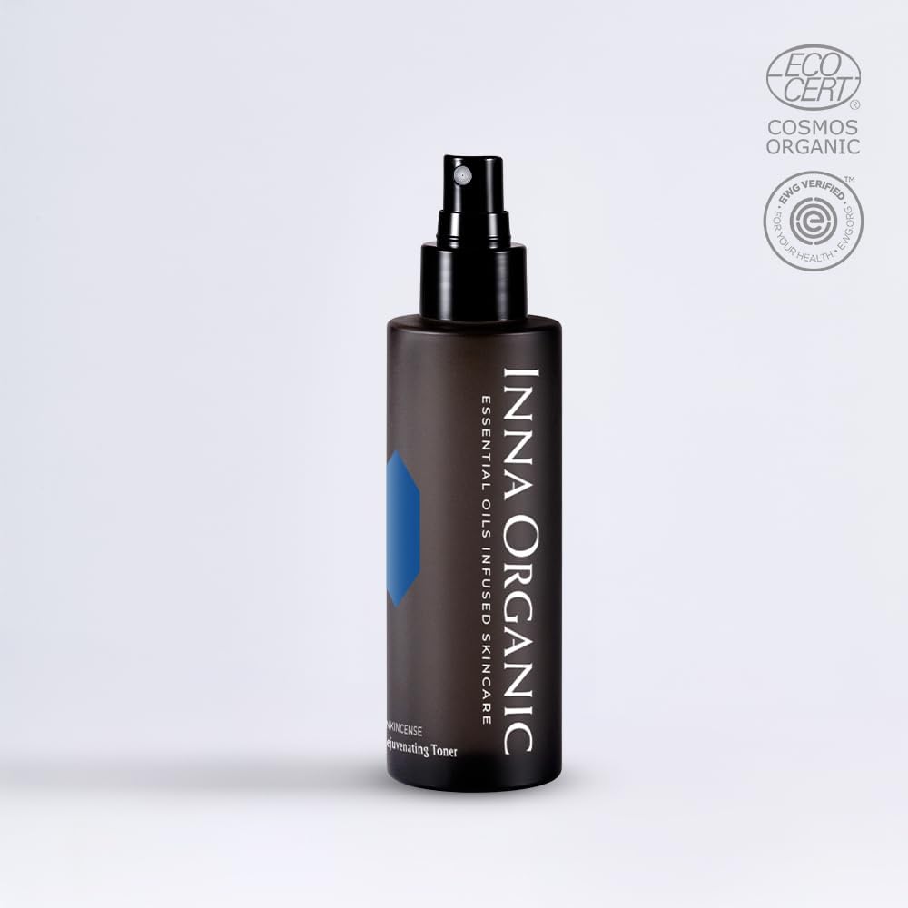 INNA Organic Rejuvenating Toner, Anti-Aging, Wrinkle Care, Fine Lines & Tightening, EWG & Cosmos Certified | Frankincense Essential Oils Infused Skin Care | Luxury Clean Beauty