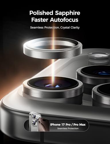 Image of MAGIC JOHN 2 pack for iPhone 17 Pro Max /17 Pro Camera Lens Protector,Sliver | [Alignment Kit&1:1 Invisible Fit] 9H Aerospace Tempered Glass, Ultra HD, Metal Individual Ring