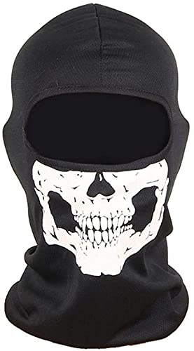 Black Sugar mixte Ghost Tete de Mort Cagoule noire crâne Rouge Bleu Masque intégral coupe-vent Résistant à poussière Vélo Moto motard Halloween Cosplay Party Cyclisme Randonnée Ski Polyester (Blanc)