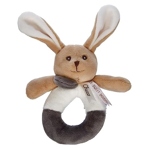Chicco My Sweet Dou Dou Sonajero Conejito - Sonajero Bebés Tejido Suave de Peluche, Sonido en Interior, Conejo Peluche Recién Nacidos, Beige, Juguetes para bebés de 0 Meses