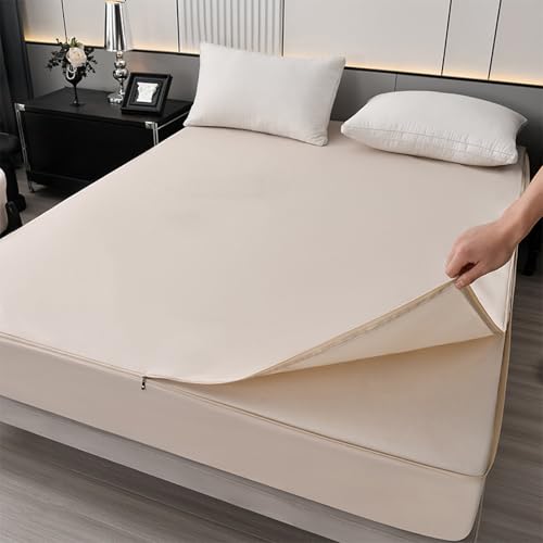 Funda protectora de colchón matrimonial, suave, lavable y transpirable, hipoalergénica, para colchones de tamaño matrimonial, impermeable y resistente al polvo y a los ácaros