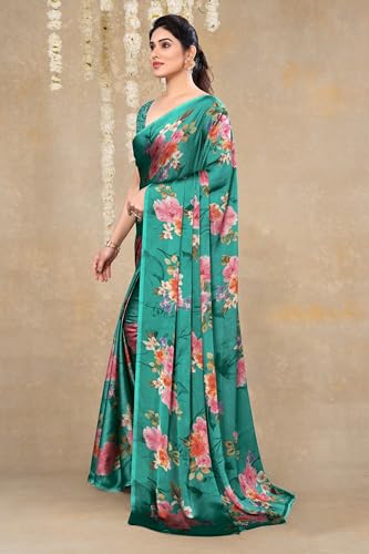 Image of MIRCHI FASHION Women Saree Chiffon Flower Print | Breathable Lightweight Sari for Office and Daily Use with Unstitched Blouse Piece (Available in 30 Styles)