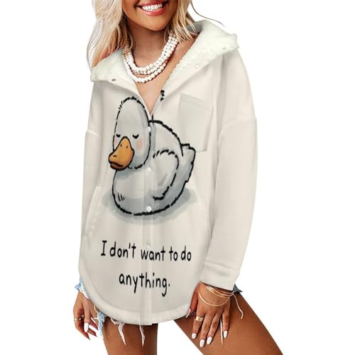 Blouson d'hiver beige avec bouton et canard anthropomorphe