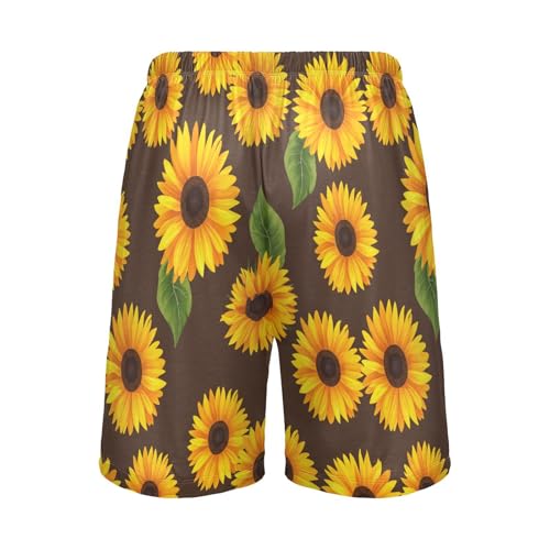 Sunflower Brown Pajama Shorts for Men Lounge Pants Lounge Wear Pajama Pants Mens Short Shorts with Pockets, S-XXL2