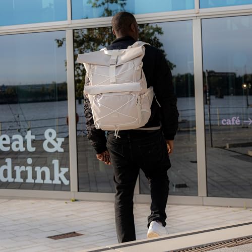 Johnny Urban Messenger Bag Herren Damen Beige - Dylan - Rolltop Schultertasche mit abnehmbaren Schultergurt - Zubehör für Travel Outdoor Camping Rucksack - Viele Taschen & Fächer