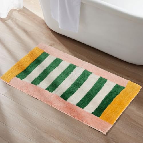 Folkulture Bathroom Rugs (20 x 30) | Cute Green Microfiber Bath Rugs Or Abosrbent Bath Mats For Bathroom Washroom, Toilet |Quick Drying, Machine Washable, Non Slip Bathroom-Mat For New Home Essentials