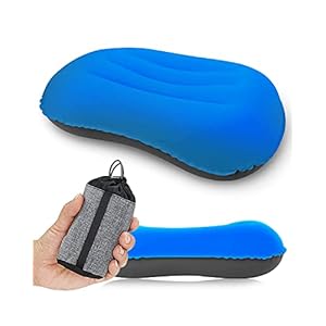 Rantizon Ultralight Camping Pillow, Compressible, Compact, Comfortable, Ergonomic Inflatable Travel Pillow with Storage Bag, for Neck & Lumbar Support for Hiking, Camping, Traveling, Deep Blue