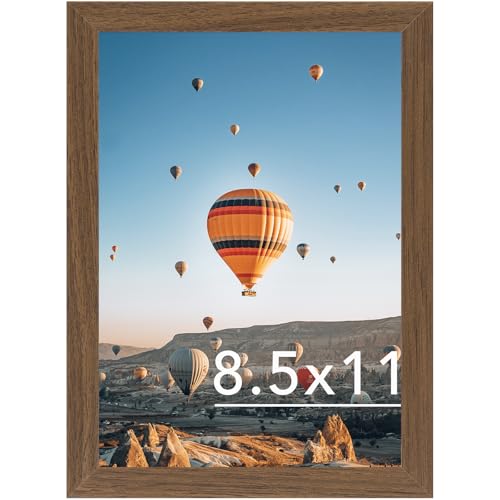 Image of JCJMY 8.5x11 inch Picture Frame Brown for Certificate Poster and Photo, Horizontal and Vertical Formats for Wall Hanging or Tabletop, 8.5x11 Frame with Shatter Resistant Plexiglass, Brown