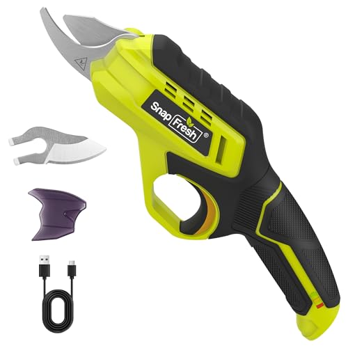 SnapFresh Cordless Garden Secateurs Electric Pruning Shears with 4.0Ah Li-ion Battery SK5 Blades (2 pcs) 1500 Cuts per Charge Ergonomic & Lightweight Cutting Diameter 18mm for Branches & Shrubs