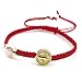 CRUZONE Women's Adjustable Hand-Woven Bracelet with Red Thread St. Benedict Medal and Dainty Cultured Freshwater Pearl Detailing
